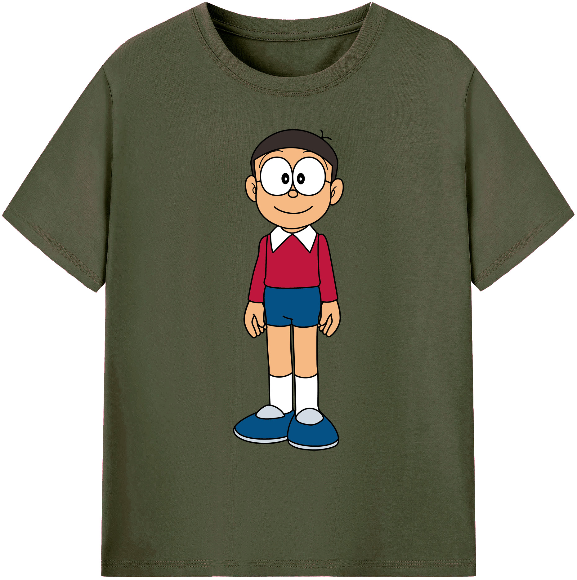 （画像用） ドラえもん 野比 のび太 Doraemon Nobita Nobi 綿100％ メンズ半袖Tシャツ｜肌触りやわらか＆通気性
